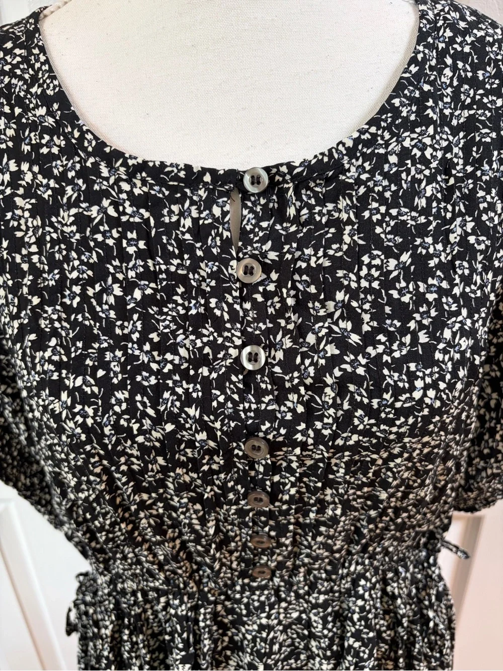 Free People Black and White One Fine Day Mini Dress Size s
